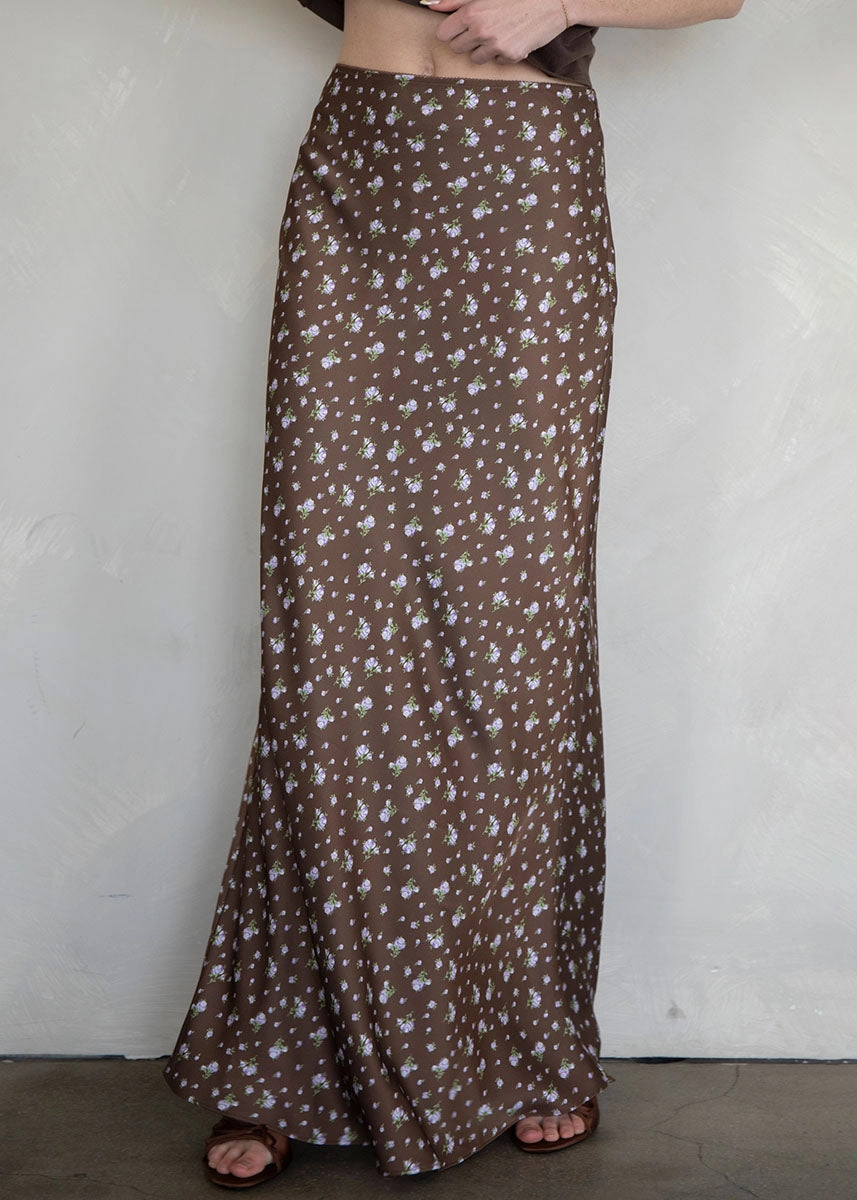 UltraSoftLining Juliette Floral Maxi Skirt - Brown