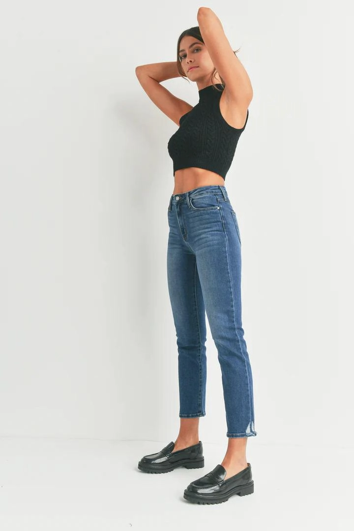 Layer Staple Just Black Slim Straight Distressed Jeans