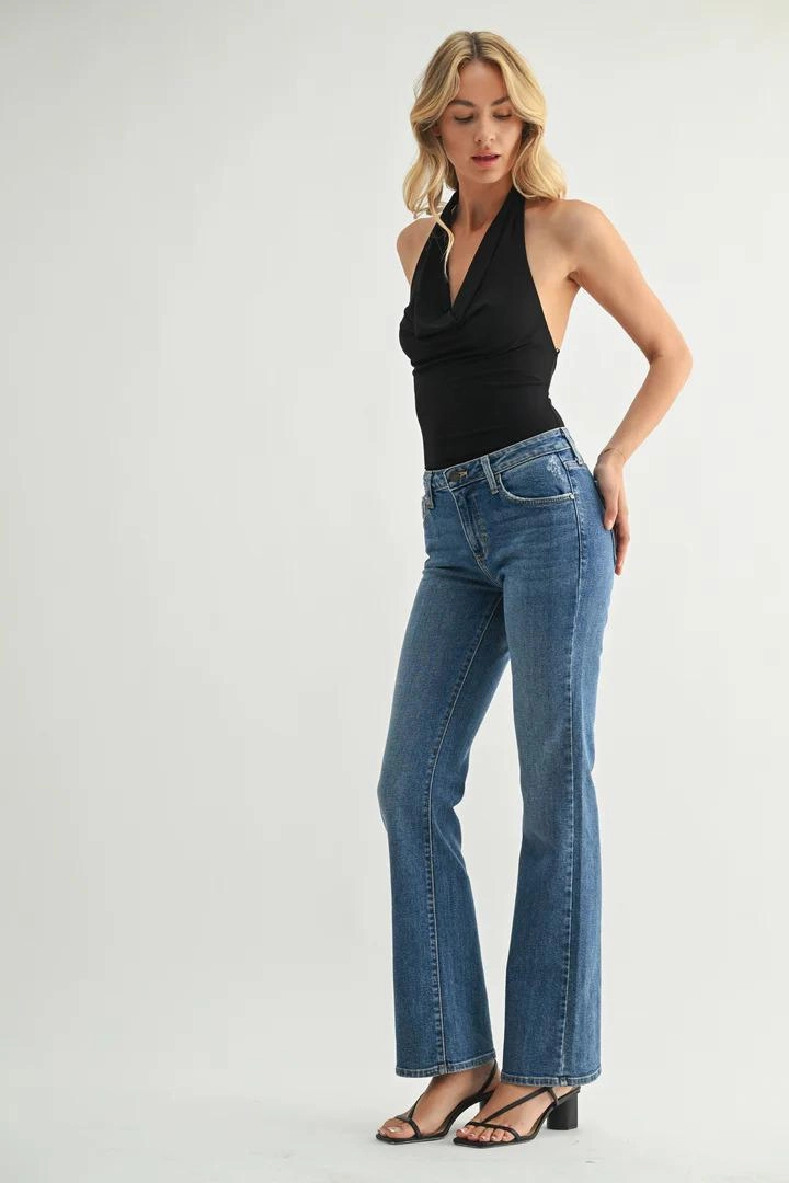 Smart Casual Classic Wear Family Style Casual Work Meeting Just Black Vintage Low Rise Bootcut Jeans