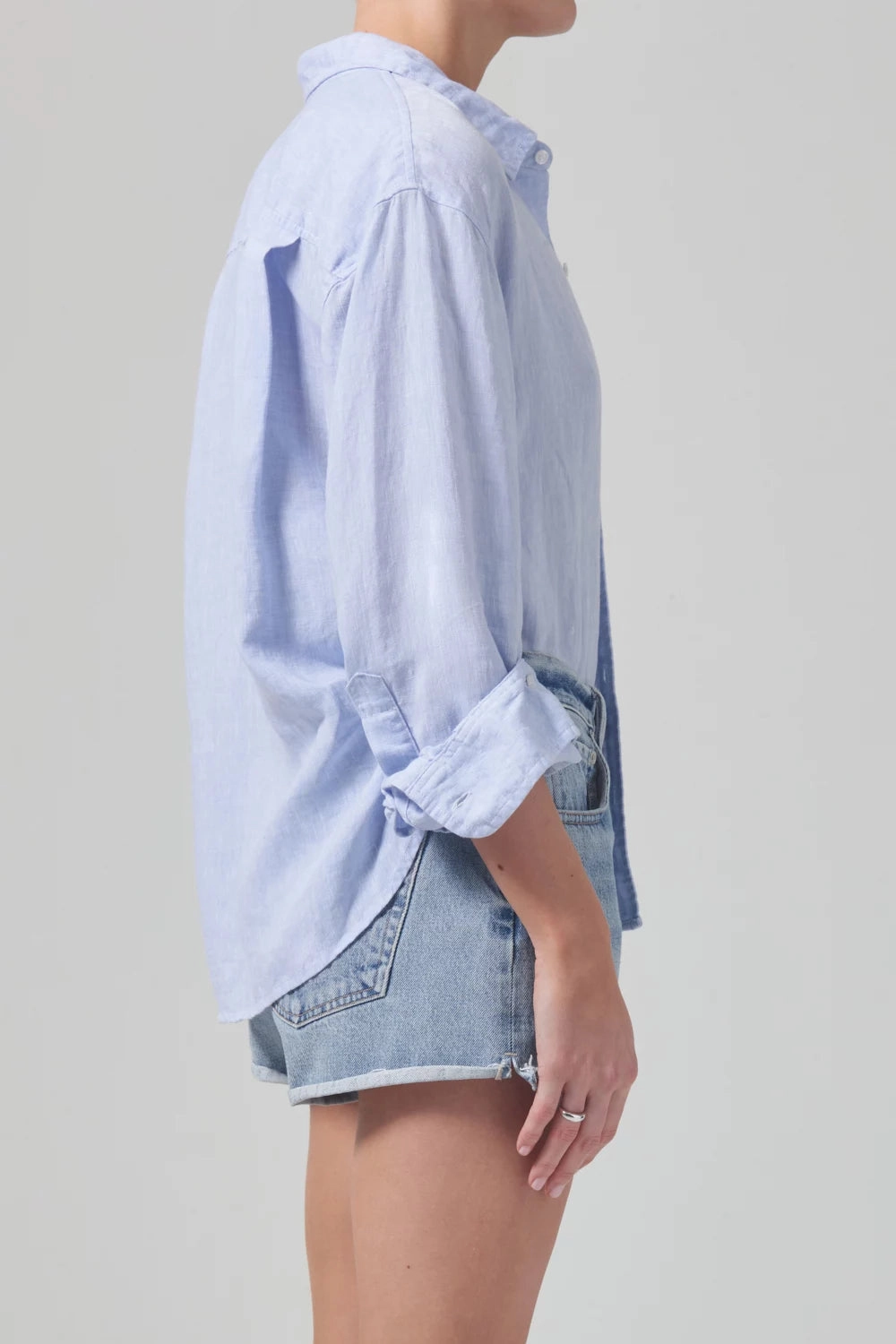 Ventilated Mesh Panels Kayla Shrunken Linen Shirt