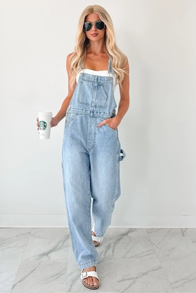 Charming Urban Kept It Honest Denim Jumpsuit Overalls (Capri Blue)