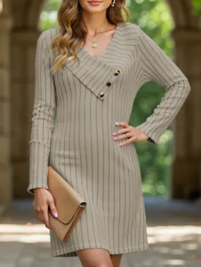 Knit button-down collar dress FoldableFeature Adjustable Fit System