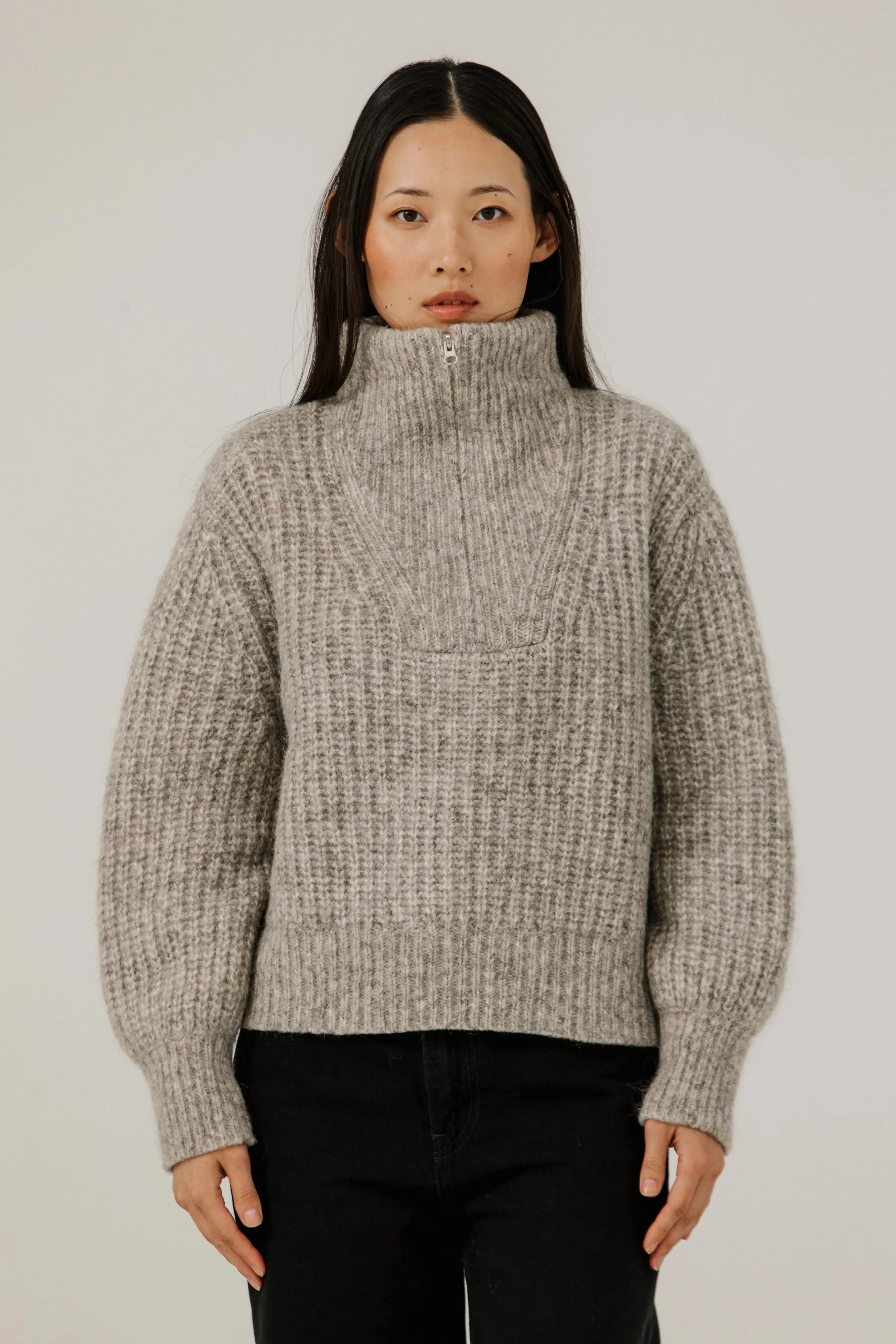 Alpine Quarter Zip Sweater Warm Knit Low Impact Production