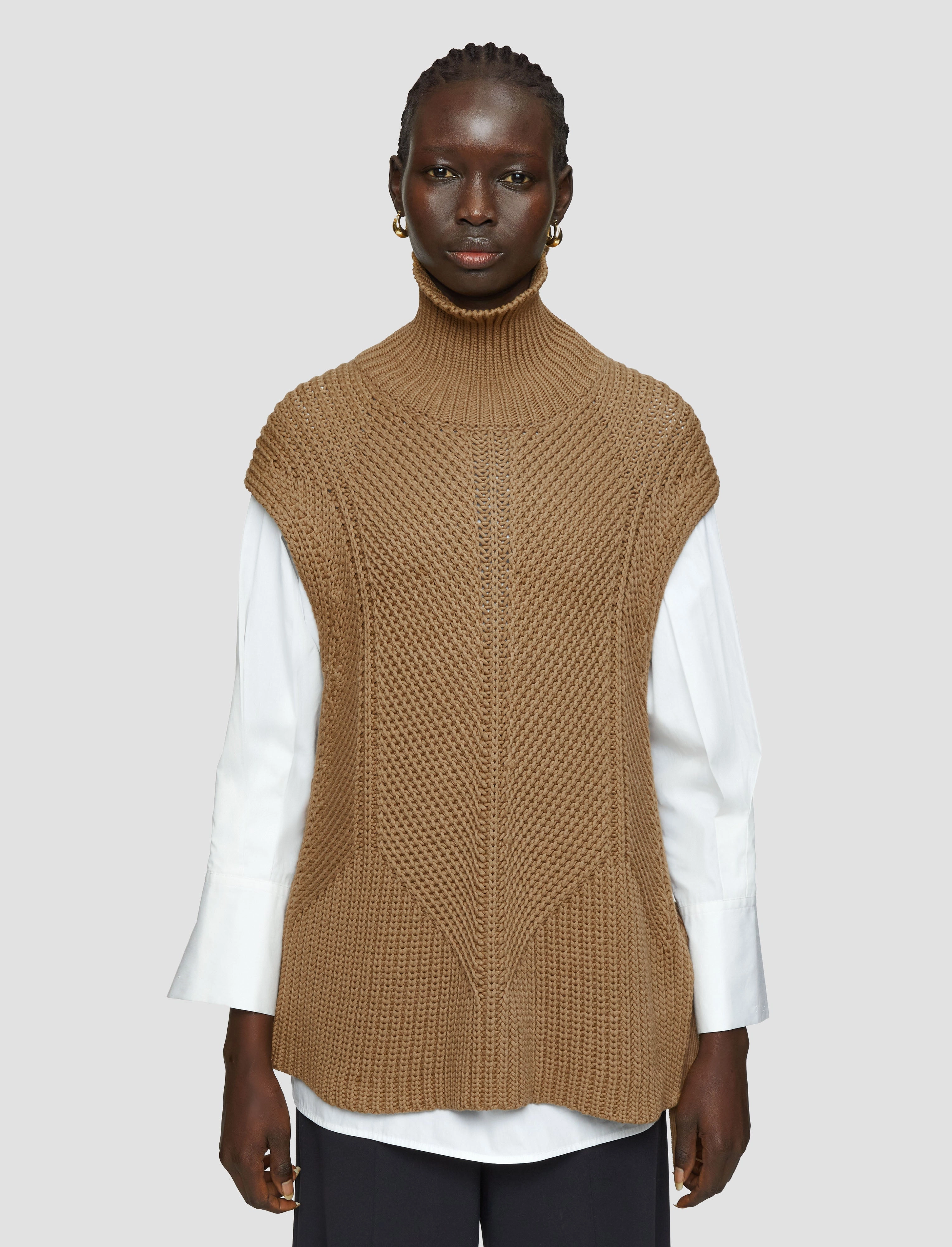 Textured Fabric Lattice Ventilation Weave Knit Vest Shirt Set