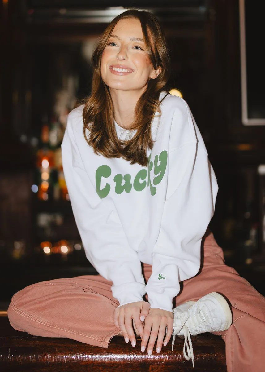 Lucky Oversized Sweatshirt - White All-Day Knitwear