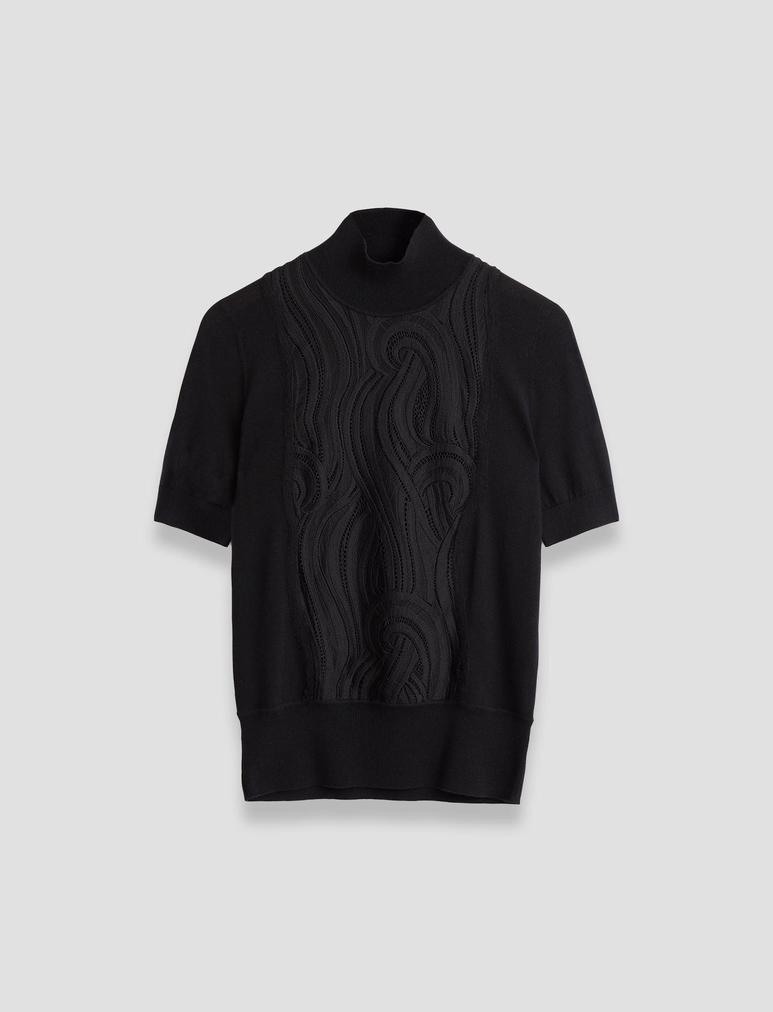 Weekend Look Lace Knit Mock Neck Top