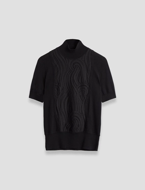 Weekend Look Lace Knit Mock Neck Top