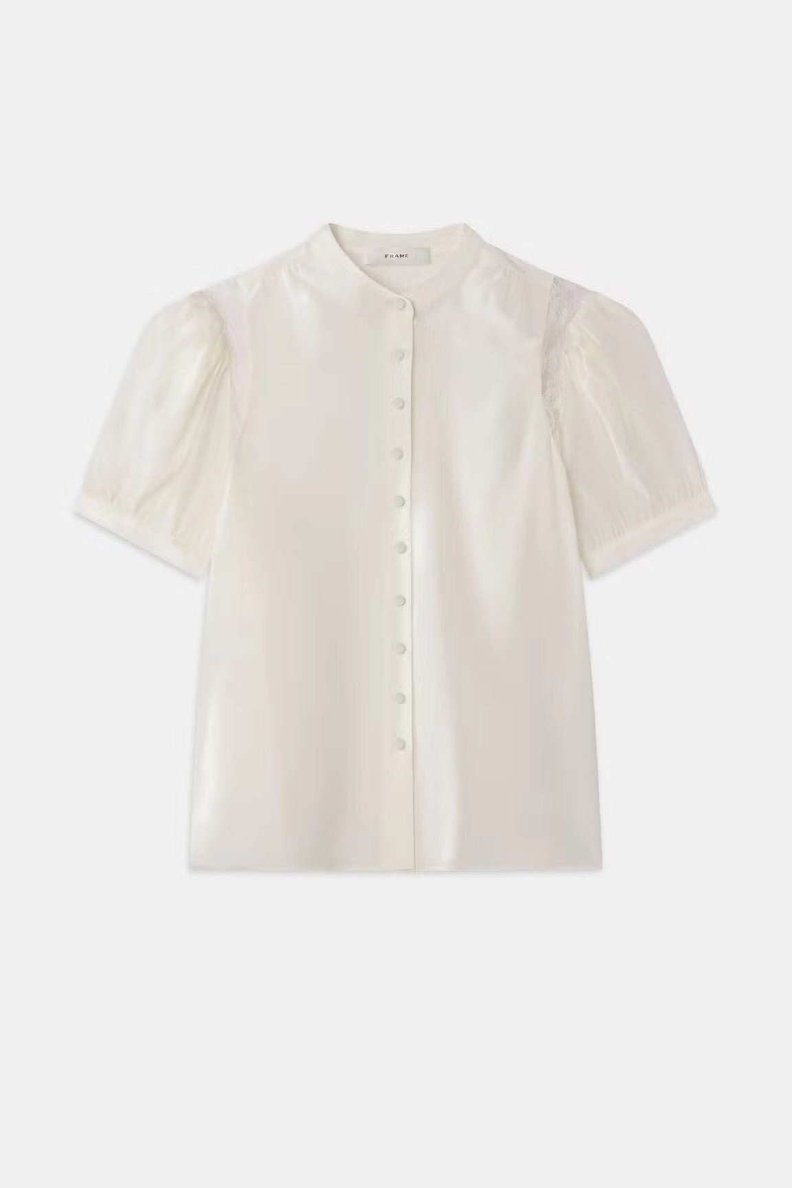 Breathable mesh lining Recycled Polyester Blend Lace Shoulder Inset Blouse