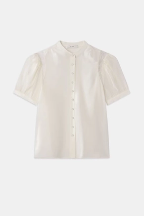 Breathable mesh lining Recycled Polyester Blend Lace Shoulder Inset Blouse