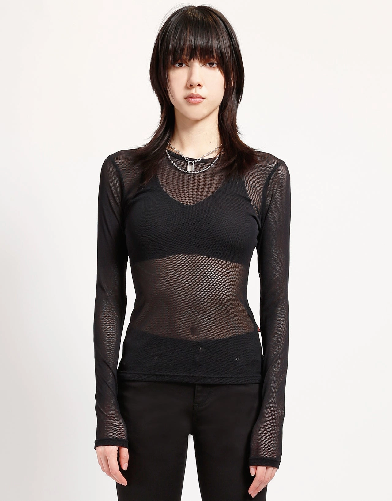 LADIES LONG SLEEVE FISHNET BLACK VentilatedArmholes PortableOption