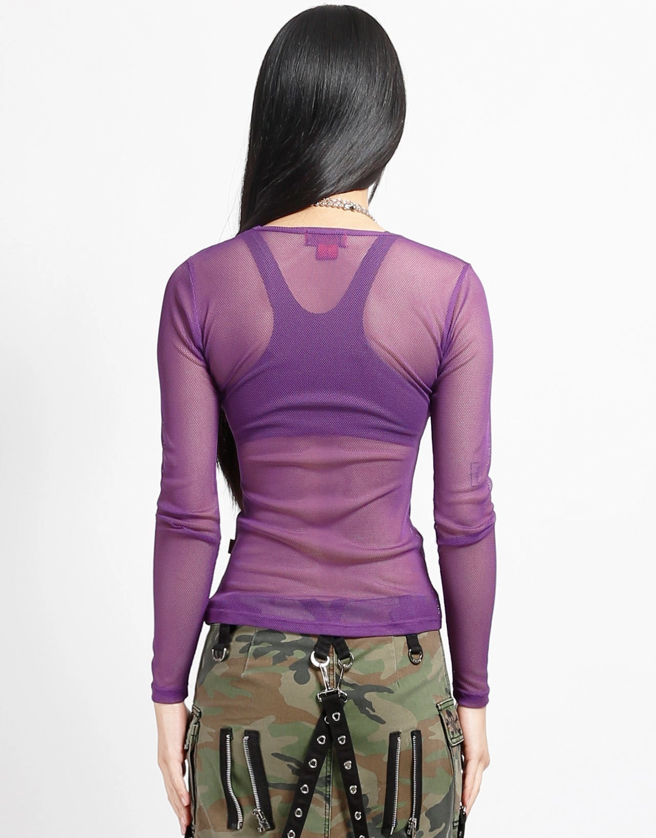 FlexibleCuffs BioBased Fiber LADIES LONG SLEEVE FISHNET PURPLE