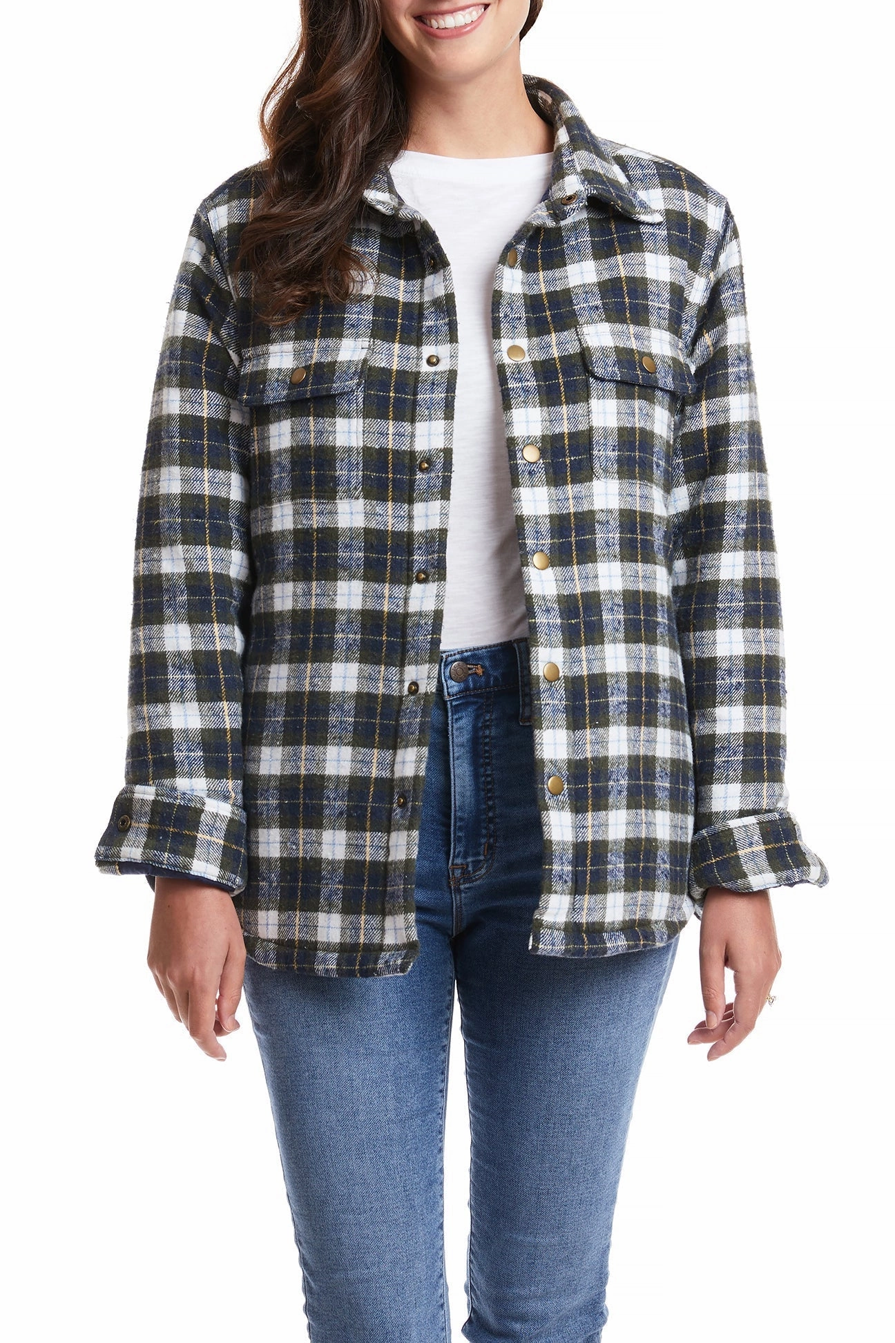 OdorControlTreatment Ladies Shacket Nantucket Flannel Windowpane