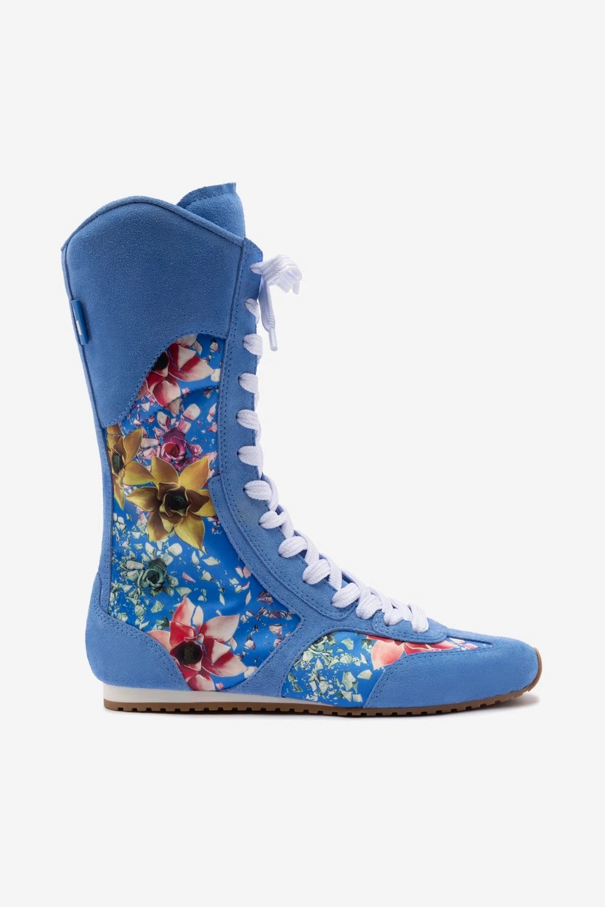 Larroud x Jonathan Cohen Flat Lo Sneaker Boot In Dodger Blue and Gardenias Colored Satin Comfortable Stability Performance Wear