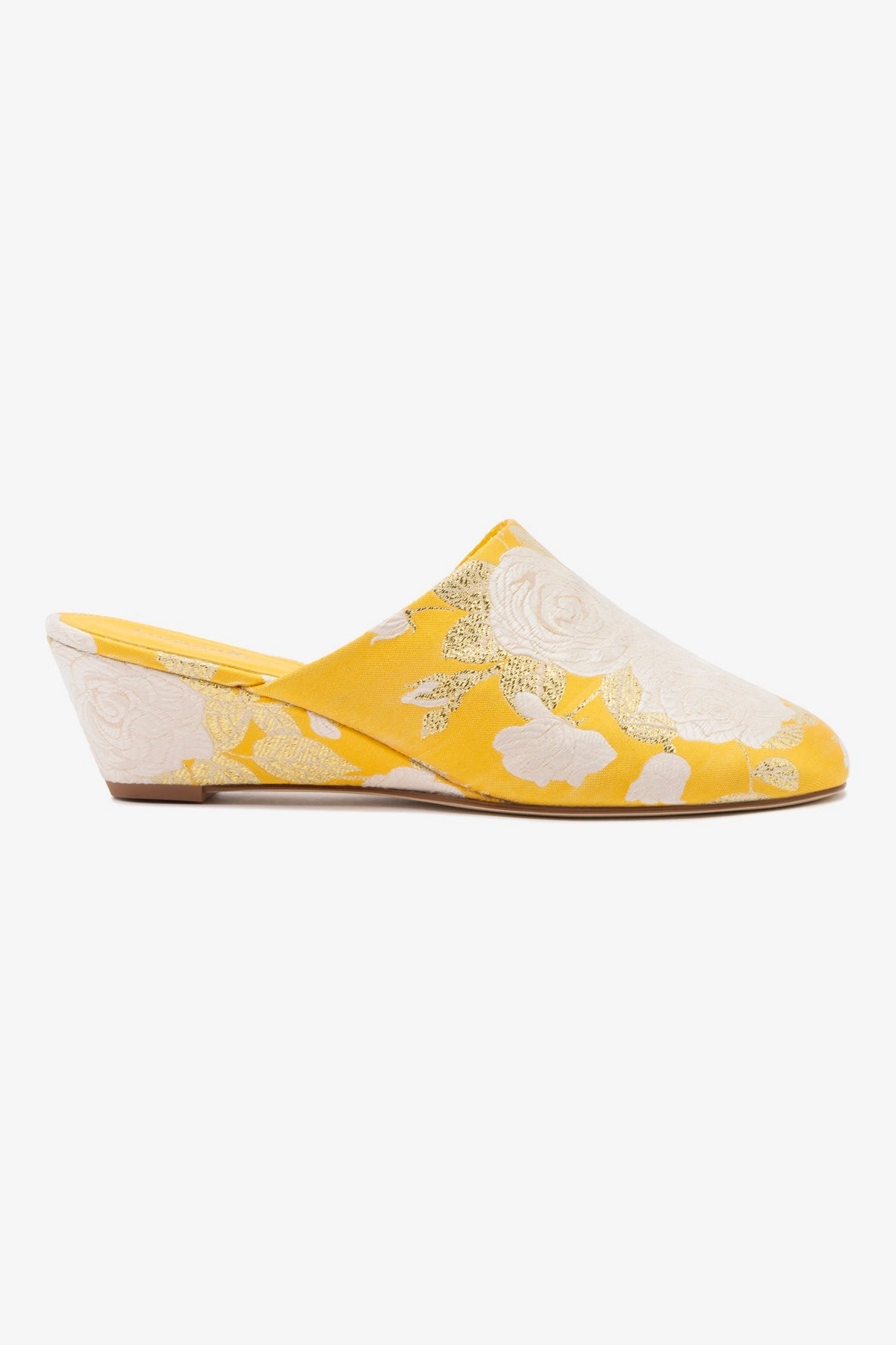 All-Purpose Comfort Summer essentials Larroud x Markarian Venice Wedge In Yellow Floral Brocade