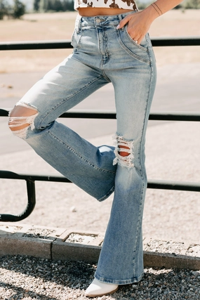 Laurie High Rise Flare Leg Cello Jeans (Medium) Home Comfort Weekend Warrior