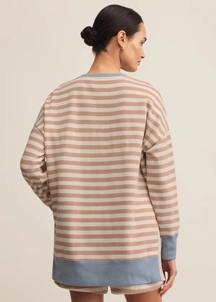 Layer Up Stripe Sweatshirt - Evening Sand Chilly Layer Look Tagless Neck Finish