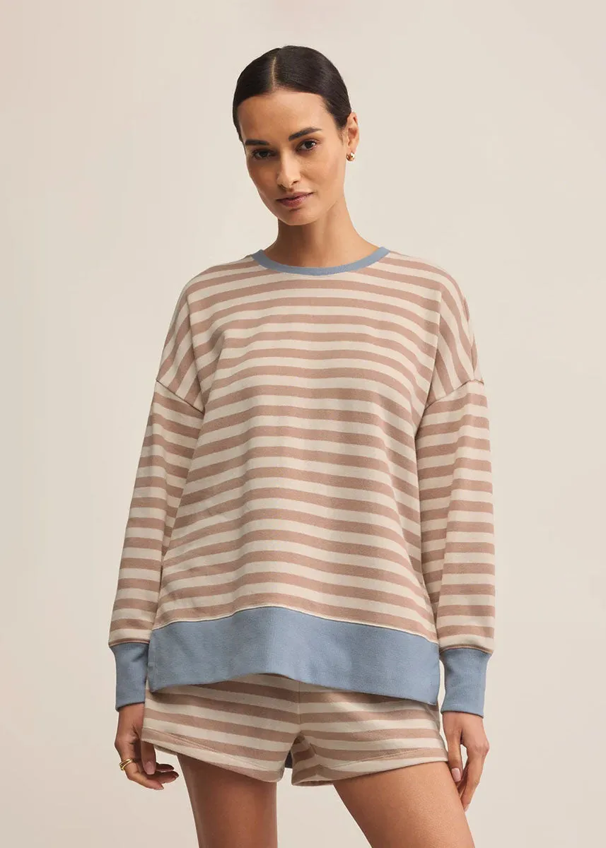 Layer Up Stripe Sweatshirt - Evening Sand Cozy Fit soft fit