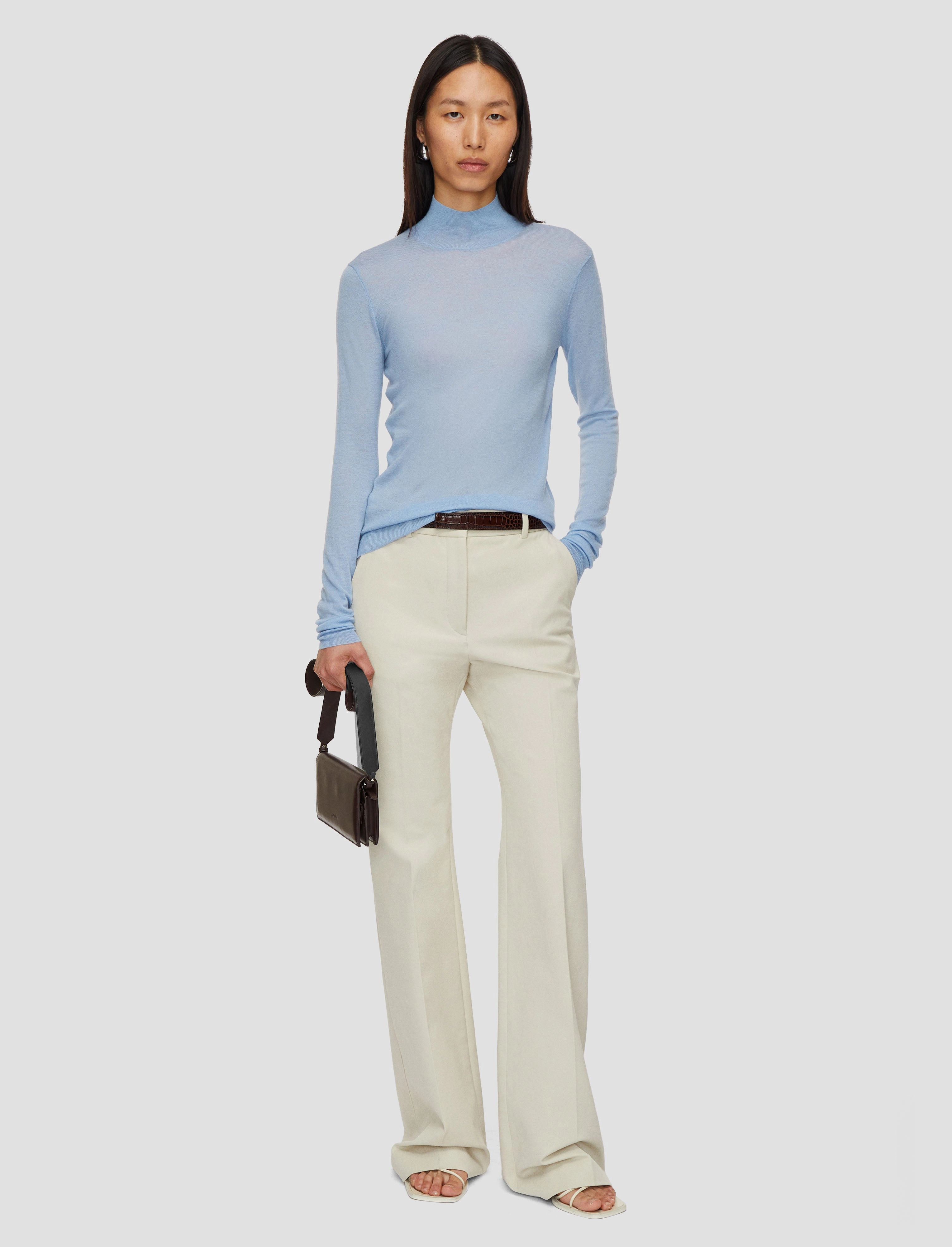 Cashair High Neck Jumper Stretchable Cuffs Double Layered Design