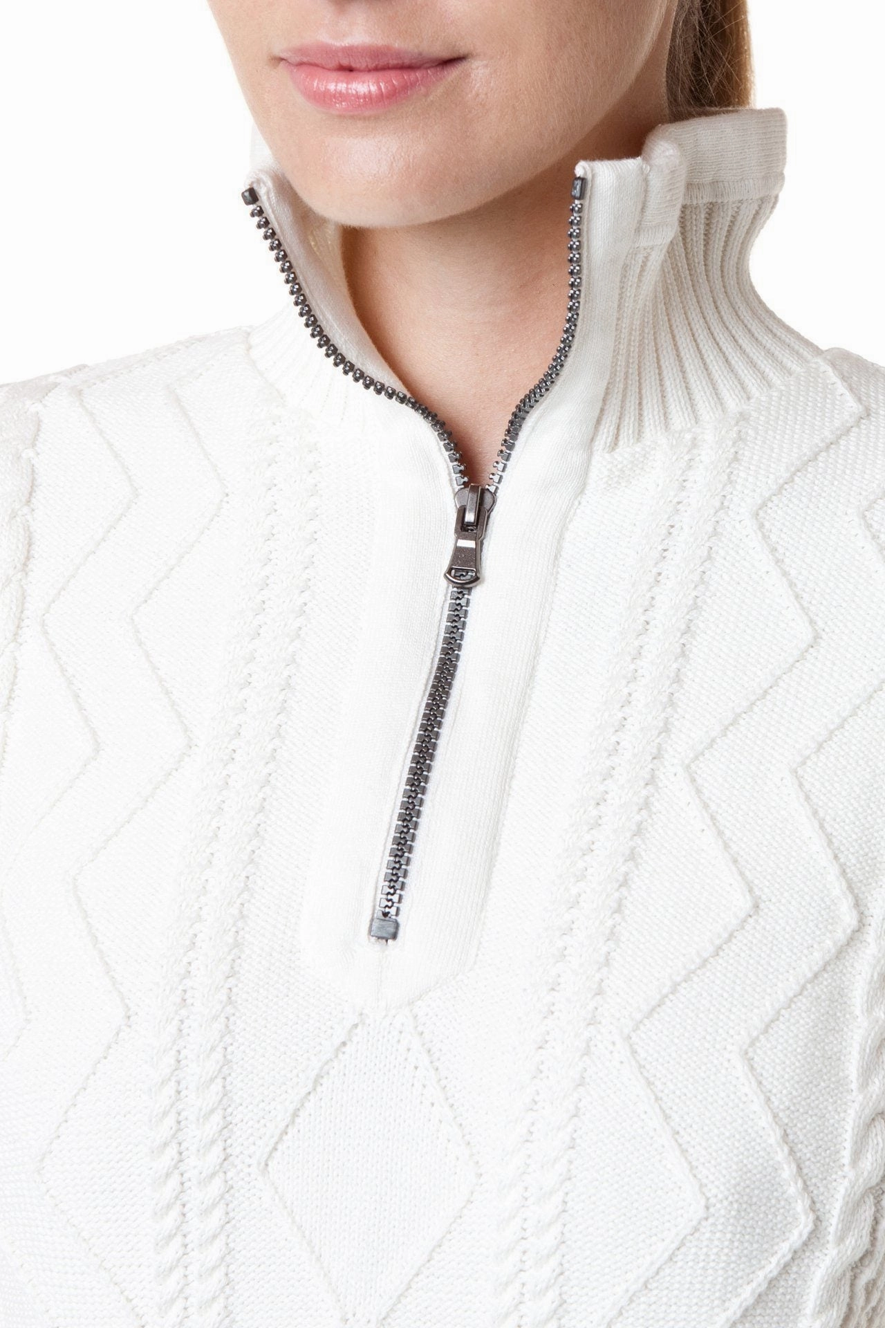 Holebrook Sweater Annika Off White WP 1/4 Zip Eco Friendly Construction mesh ventilation