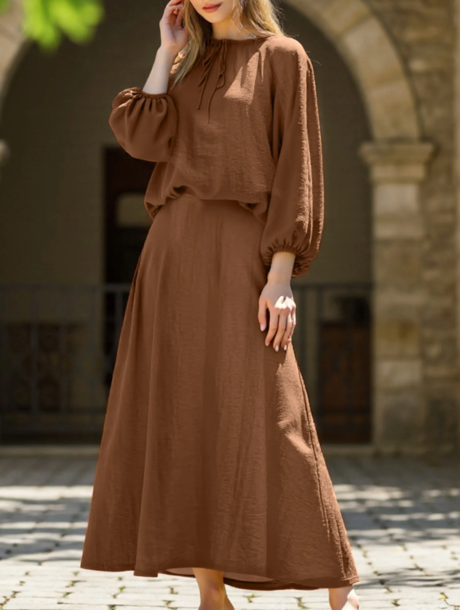 Loose top and wide skirt two-piece suit Anti Static Treatment homecoming