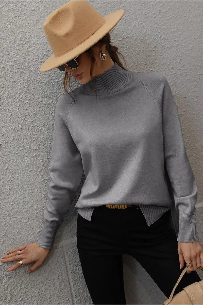 TURTLE NECK SOLID DAILY SWEATER TOP Modern Knit