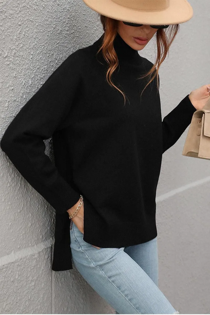 Timeless Must-Have Stylish Comfort TURTLE NECK SOLID DAILY SWEATER TOP