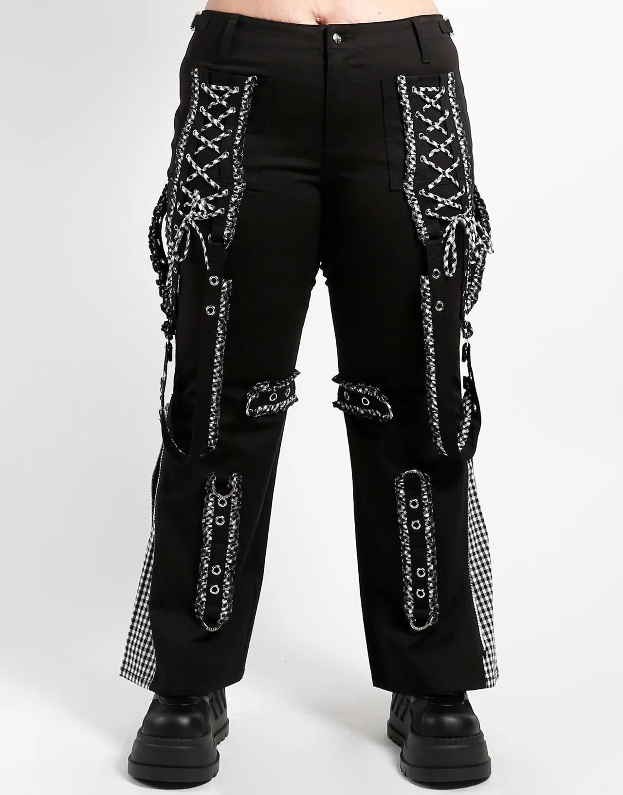 All Season Wear CURVE SOLID BO PEEP DARK STREET PANT WHITE