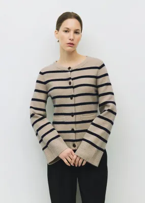 The Cindy Cardigan - Taupe & Navy Anti Pilling Chilly Weather