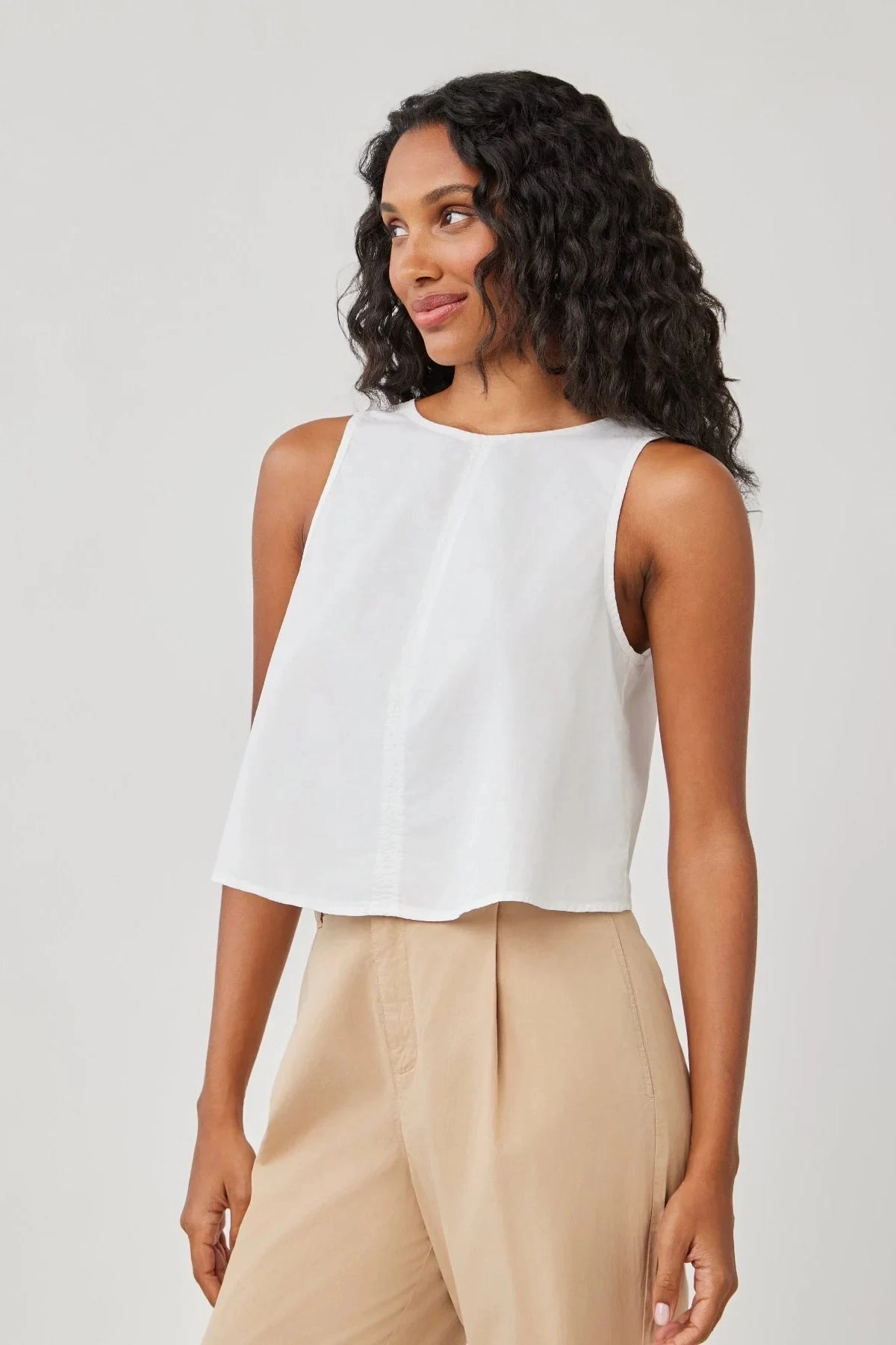 Sleeveless Button Back Top Four Way Stretch