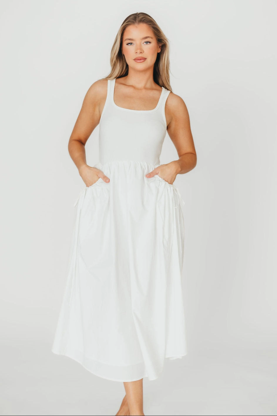 Clean Comfort Lucca Midi Dress in Off-White *Final-Sale*