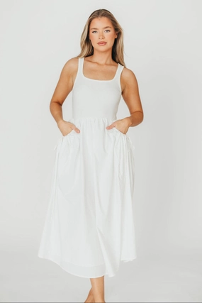 Clean Comfort Lucca Midi Dress in Off-White *Final-Sale*