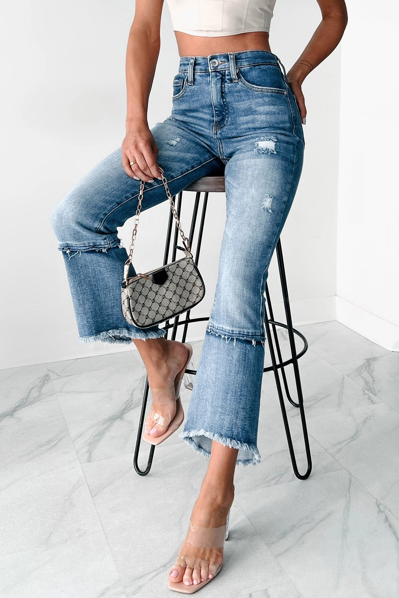 Lennon High Rise Tummy Control Kick Flare Special A Jeans (Dark) Smart Fit Stretch Holiday Vibes Streetwear Fan