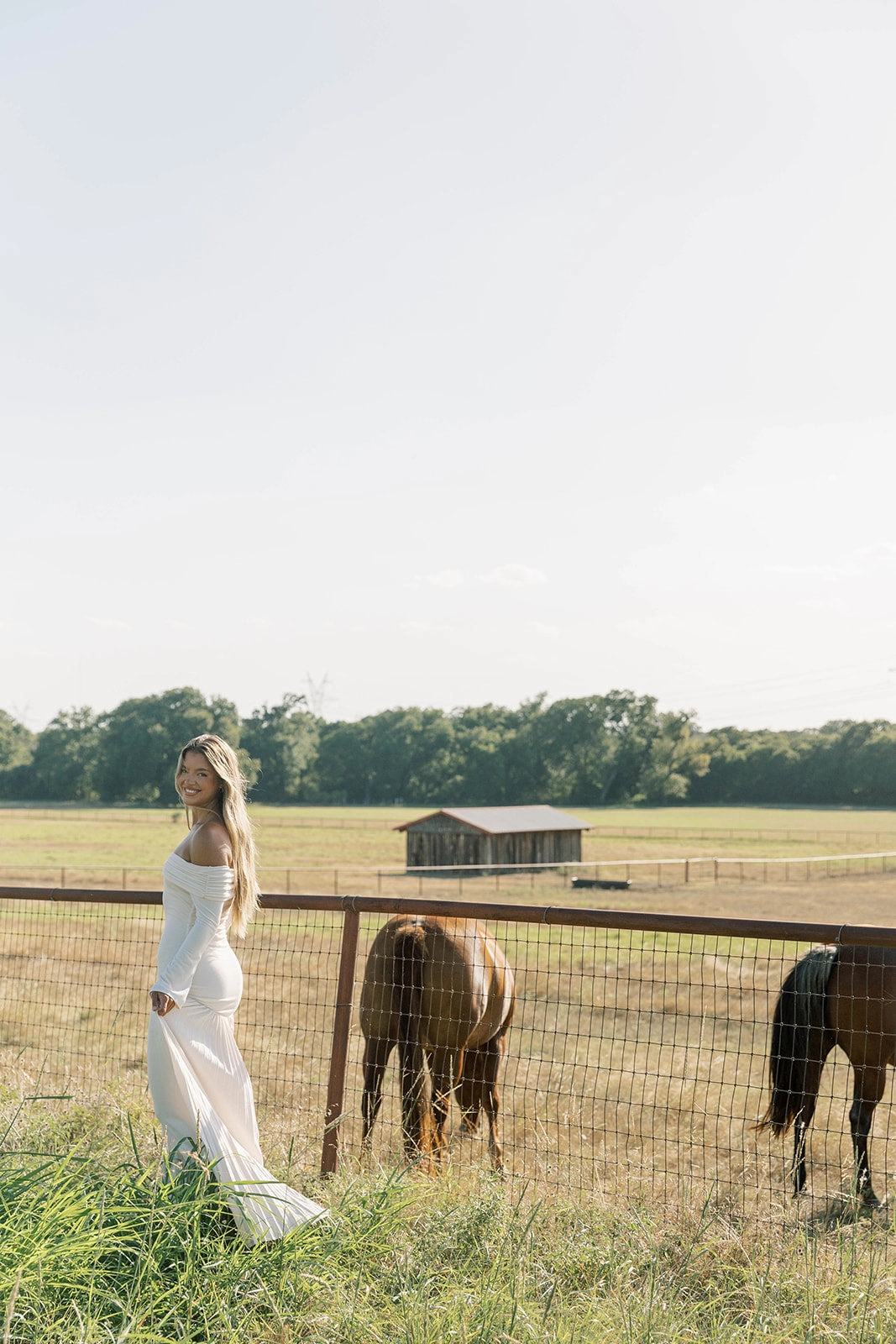 Applique-Detail Minimal Tone Lennox Long Sleeve Maxi Dress in Ivory