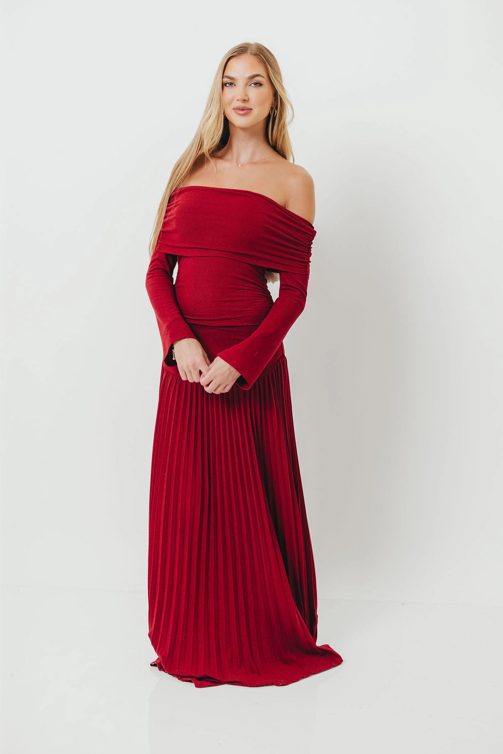 Lennox Long Sleeve Maxi Dress in Red single wear Formal Occasion