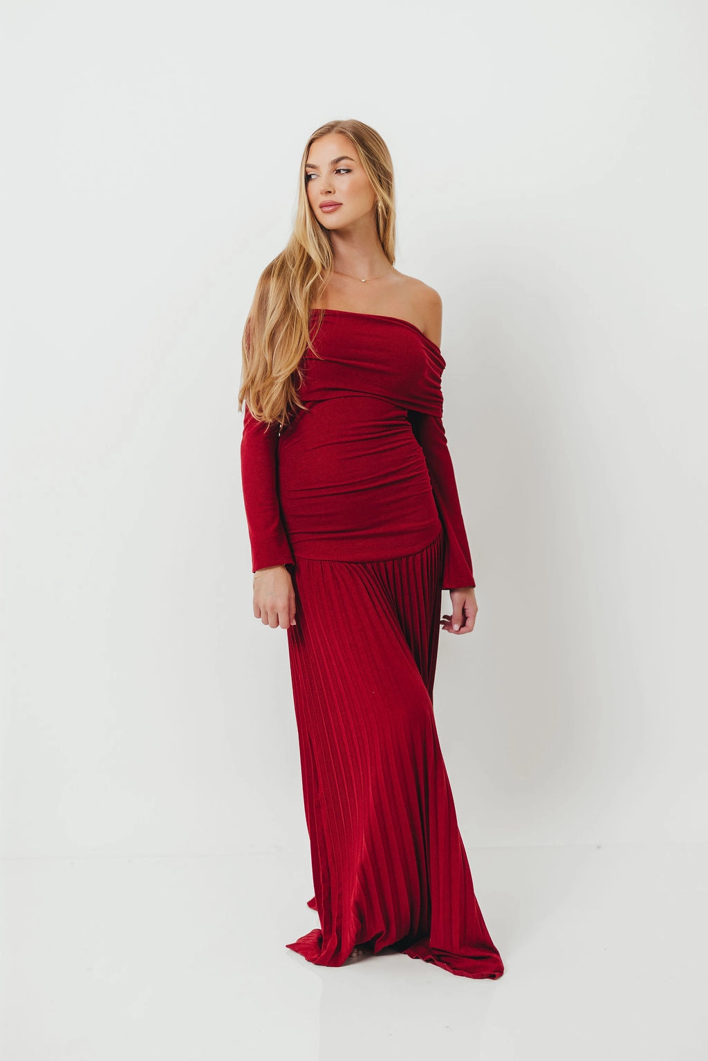 Lennox Long Sleeve Maxi Dress in Red Relax Feel