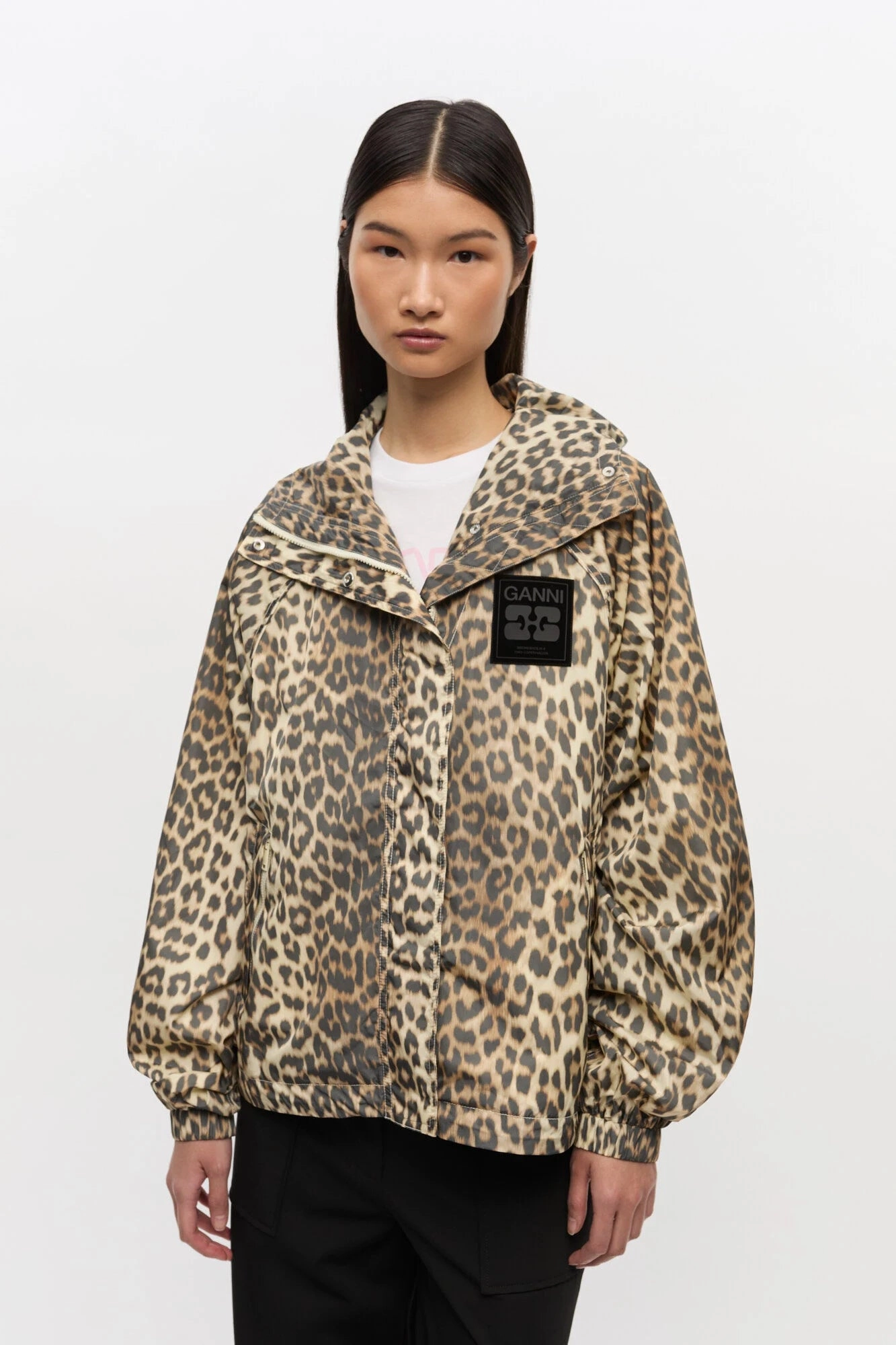 Durable Outerwear Leopard Print Nylon Jacket