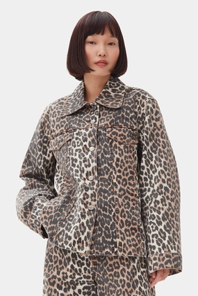 Leopard Printed Denim Jacket Courage