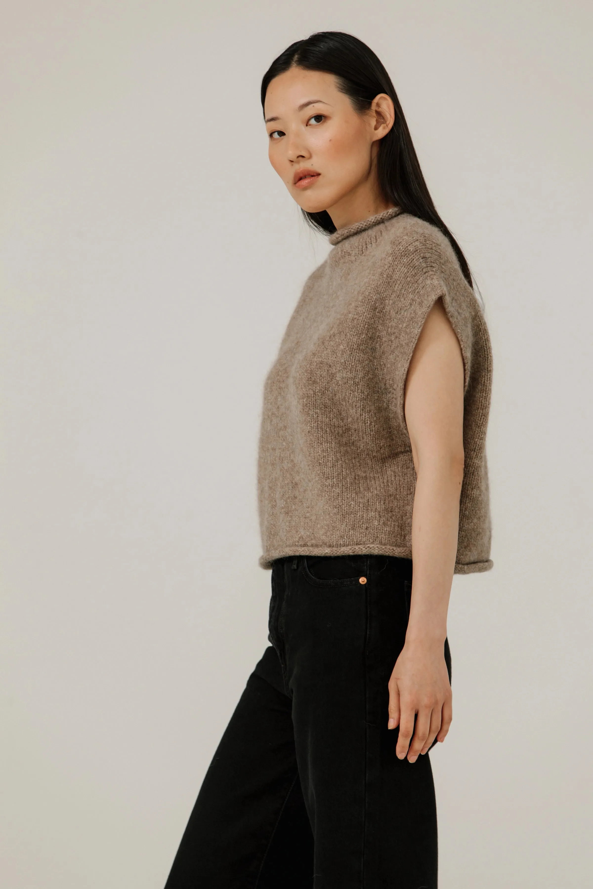 Odor Control Technology Layered Neckline Alpaca Iris Vest