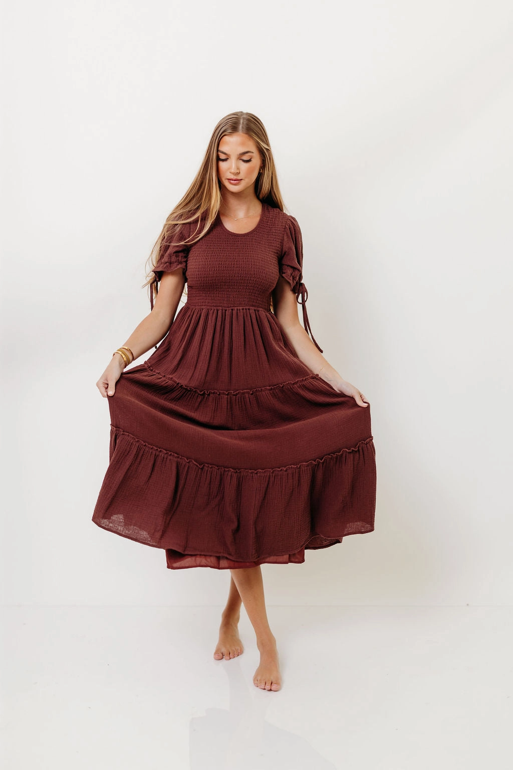 photo look Smart Comfort Trisha Cotton Midi Dress in Saddlewood