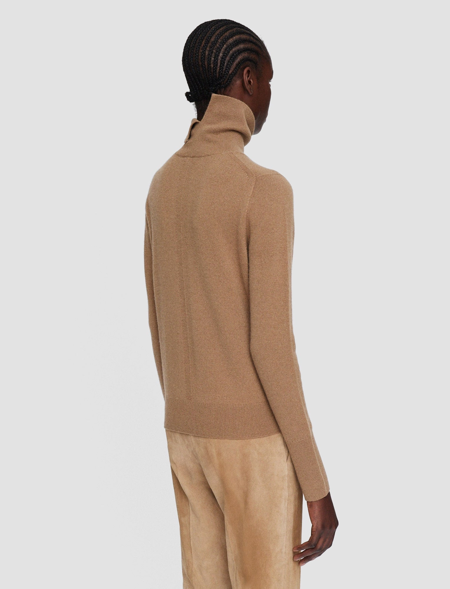 Light Pure Cashmere High Neck Jumper Natural Texture