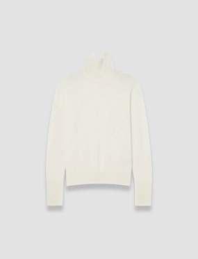 Textured Slub Yarn Light Pure Cashmere High Neck Jumper