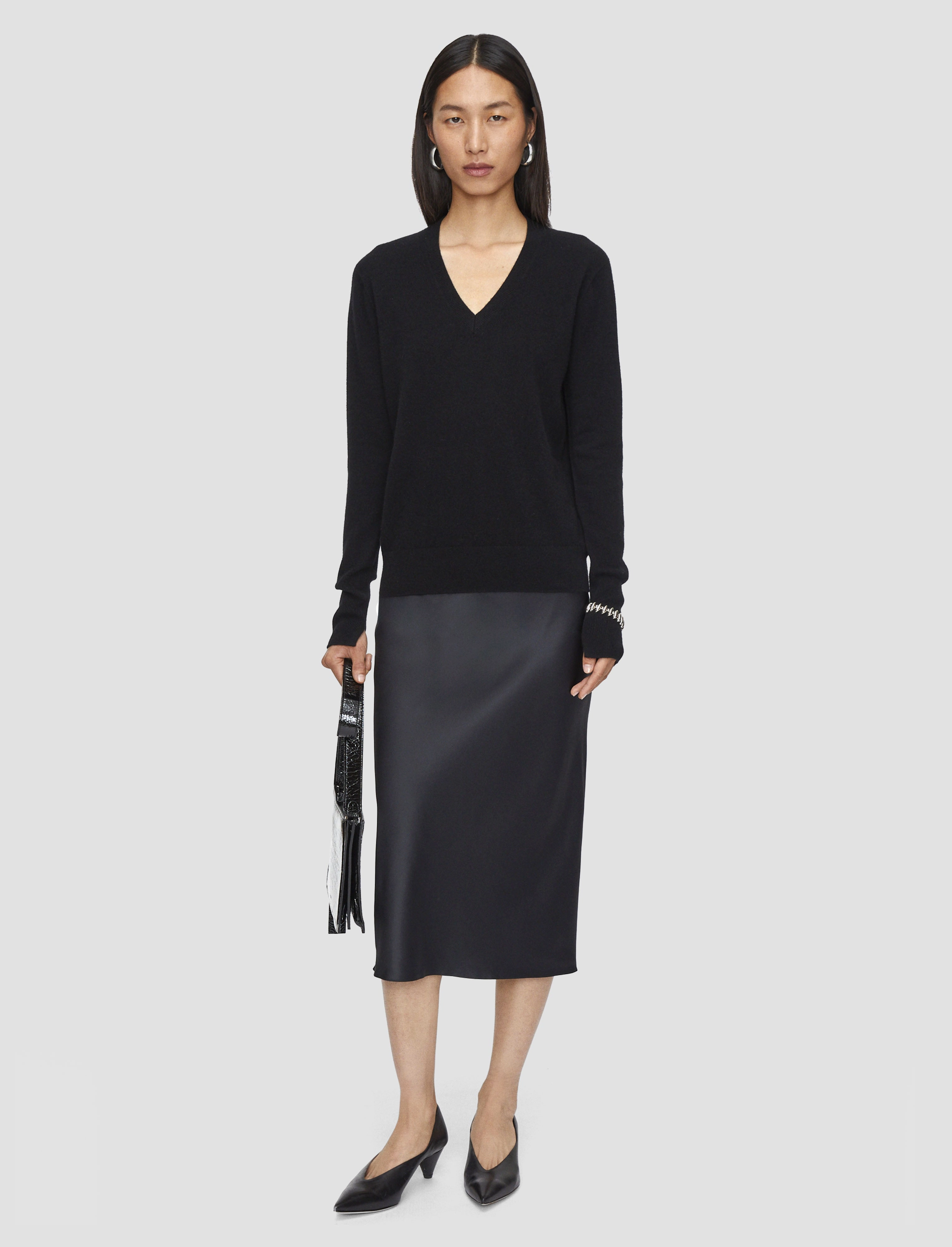 Light Pure Cashmere V Neck Jumper Comfortable Drape Cold Warmth