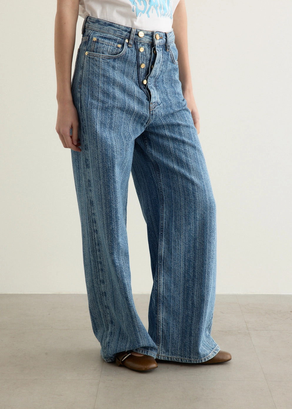 Structured Denim Double Fly Baggy Jeans Quality Staple Recycled Material