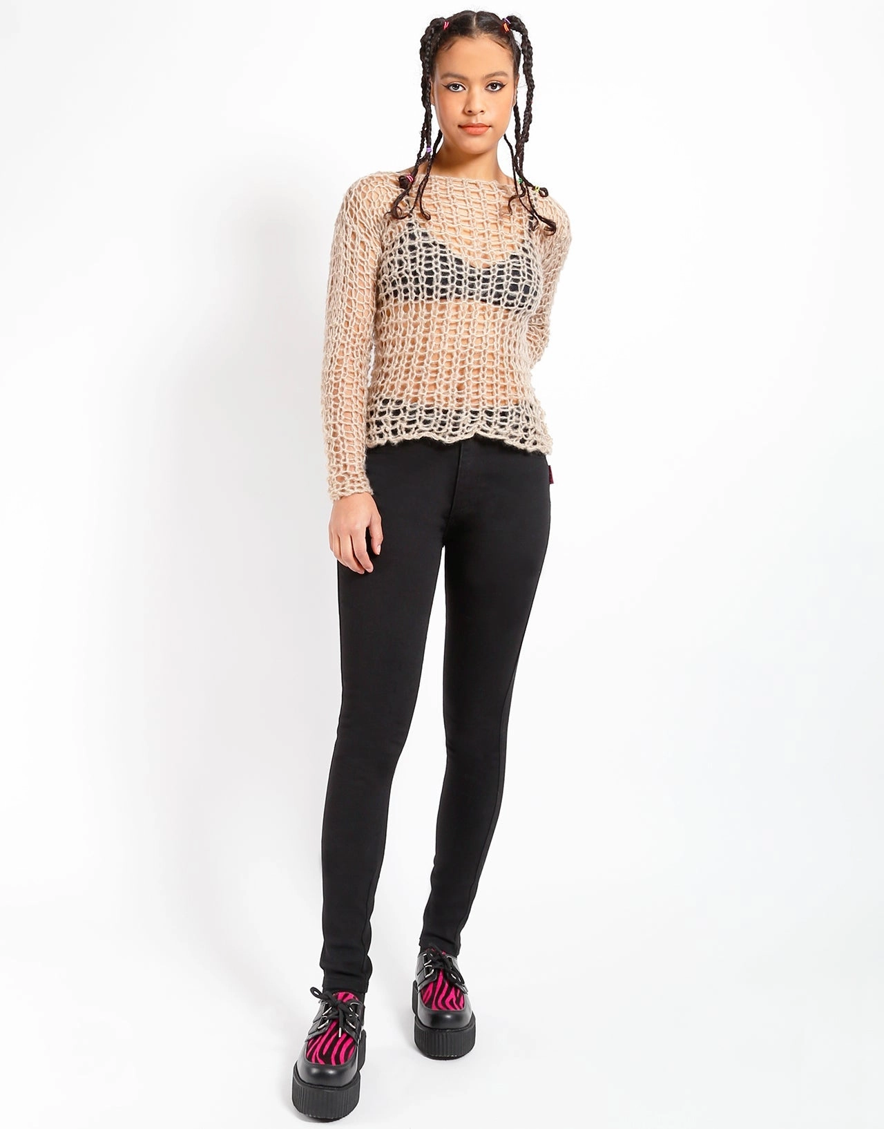 HOLY PUNK SWEATER IVORY SeamFree Knitting MeshPanelIntegration