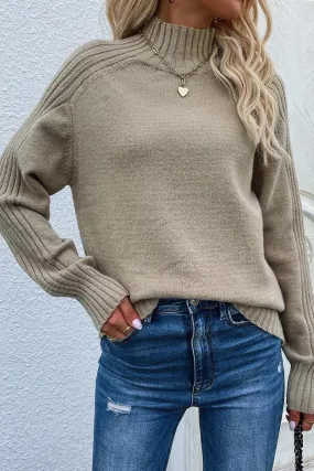 TURTLE NECK LONG SLEEVE CASUAL SWEATER NonRestrictiveCollar