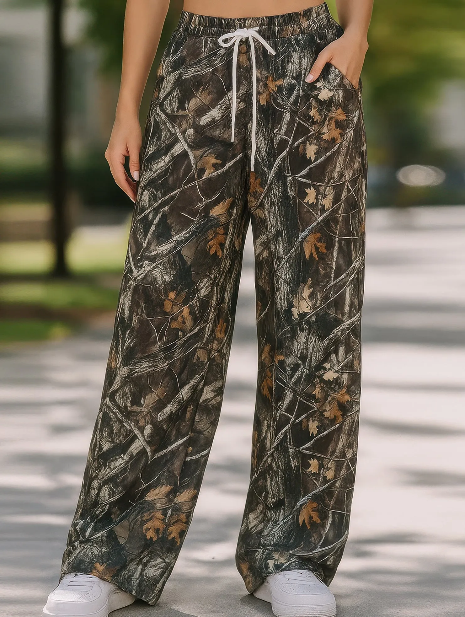 NonRestrictiveCut Everyday Must-have Stretch Waist Camo Print Pants ??Comfortable Cotton Blend Women's Pants