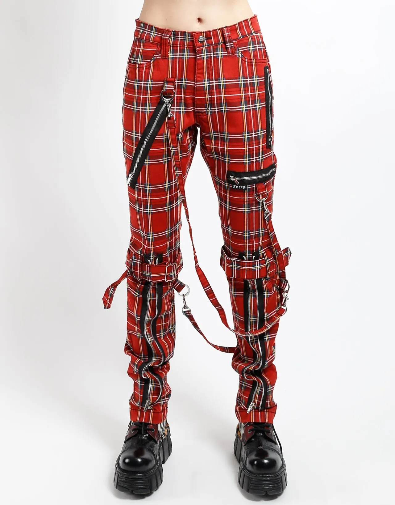 BONDAGE PANT RED PLAID Quick Release Buckle