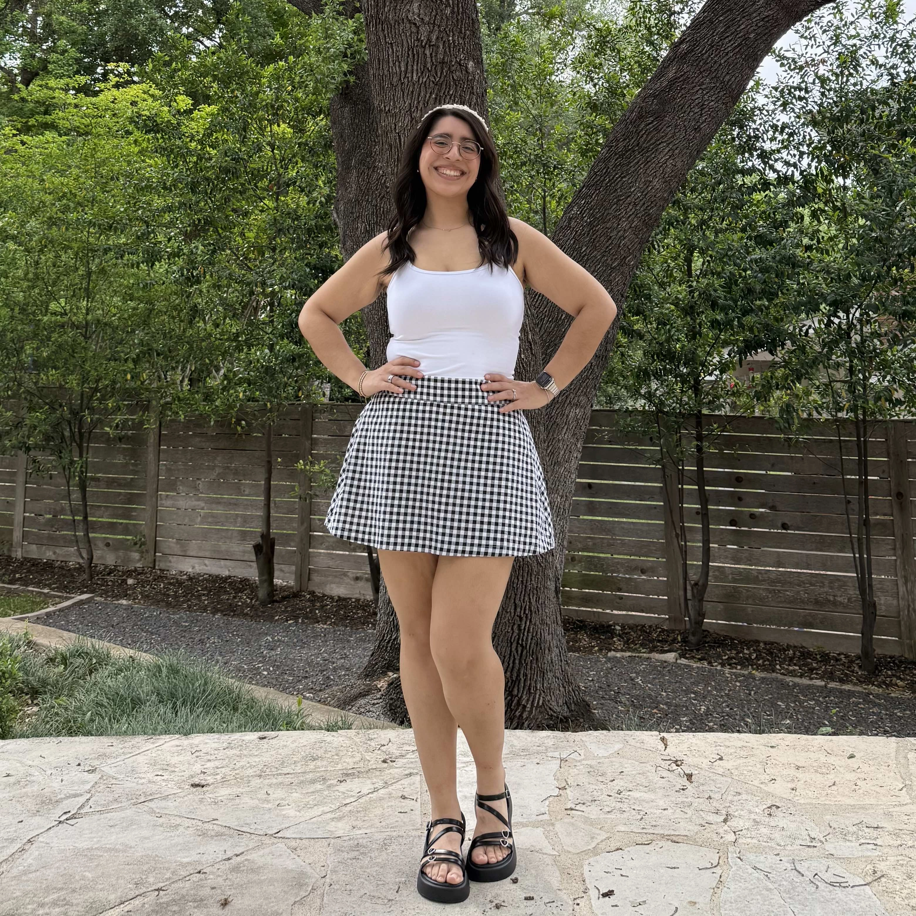 Christina Mini Skirt - Black and White Lightweight Design Cozy Look