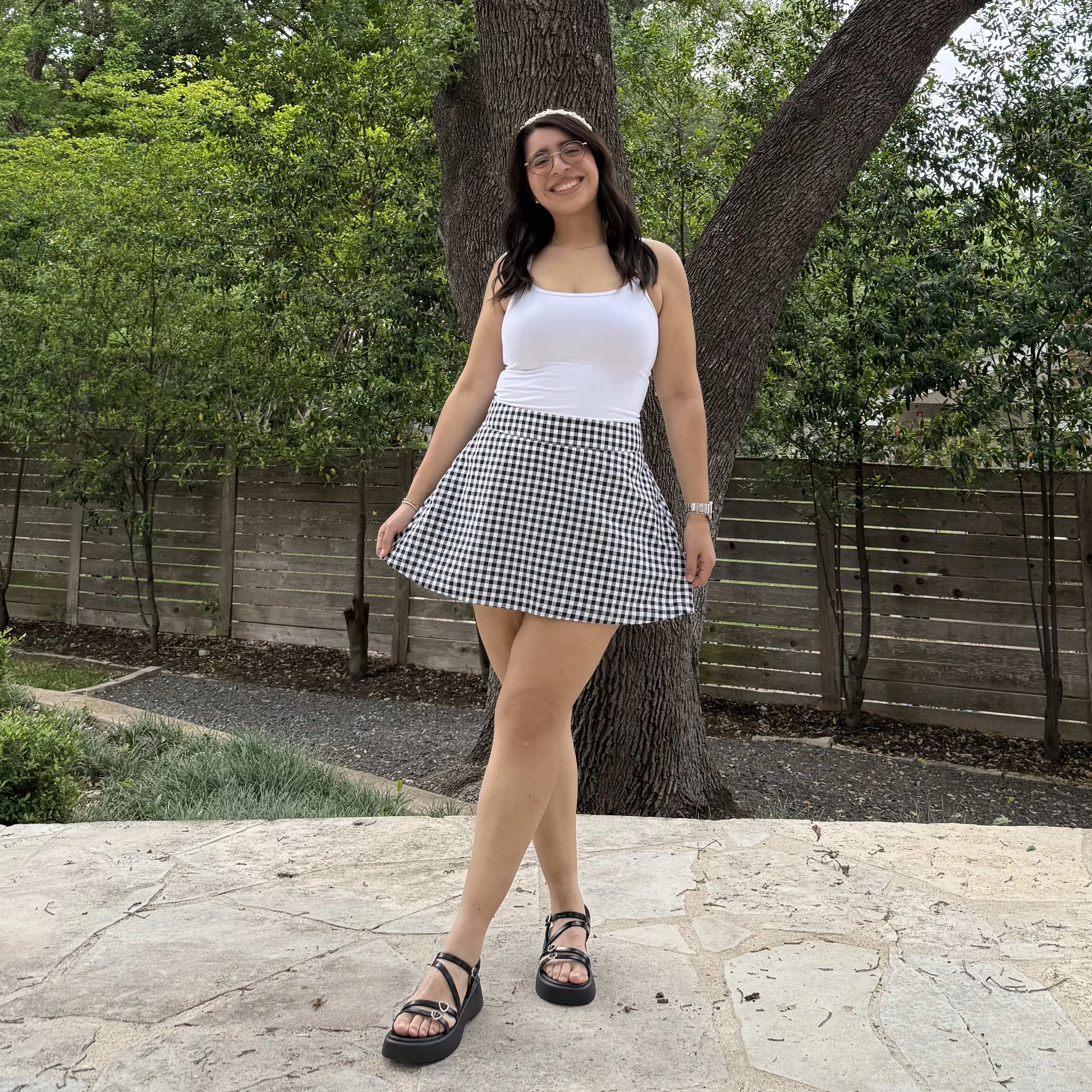 Christina Mini Skirt - Black and White Smooth Texture