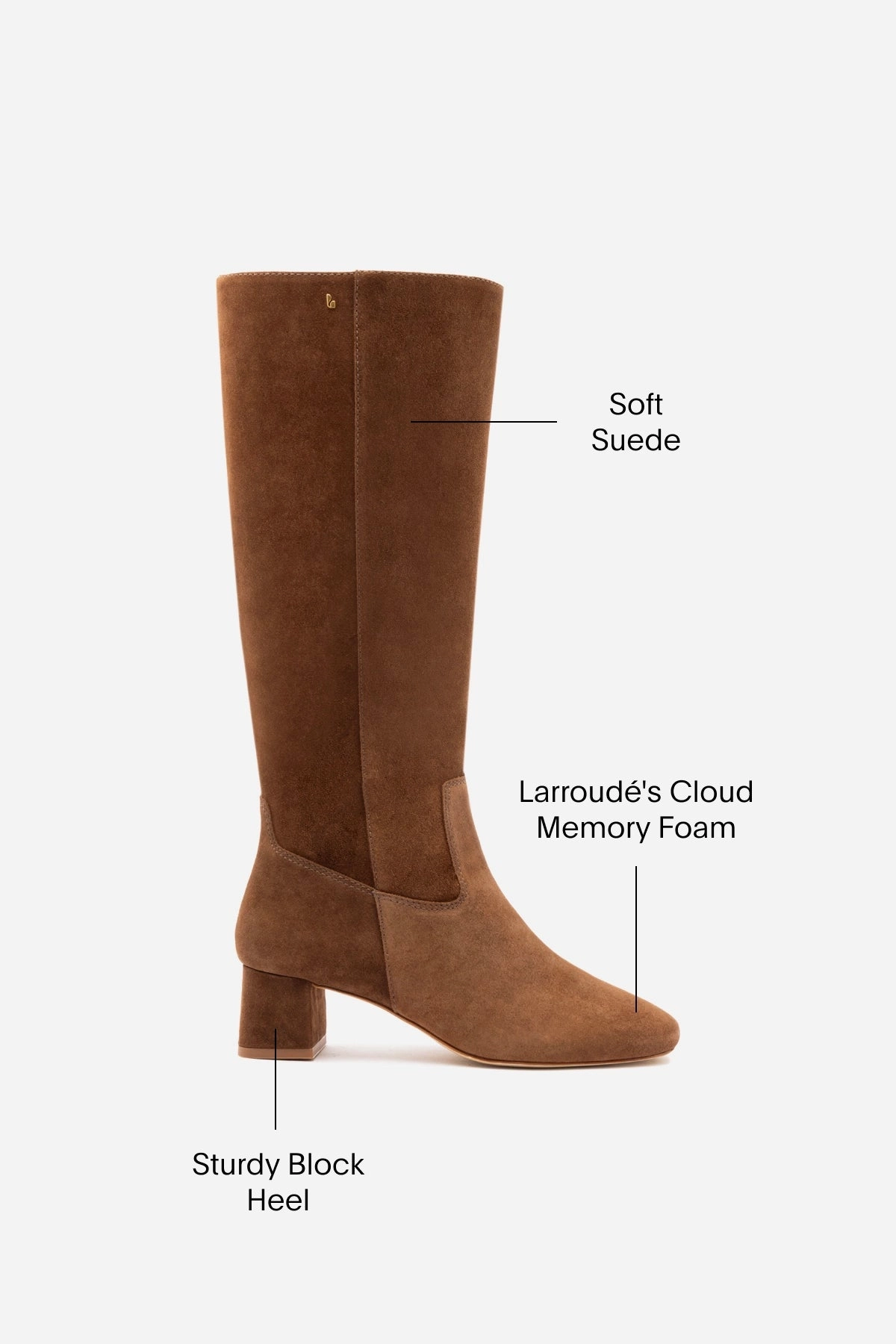 Edie Boot In Burnt Umber Suede Side zipper No Pressure